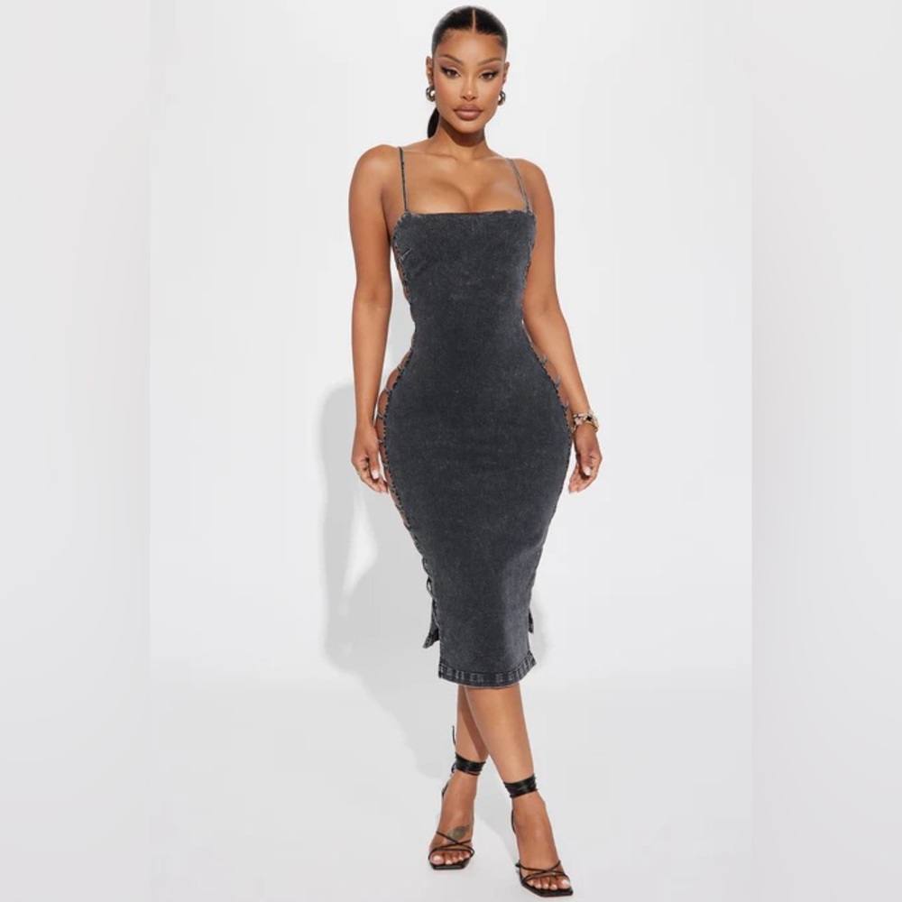 Fashion Nova Britney Black Denim Dress